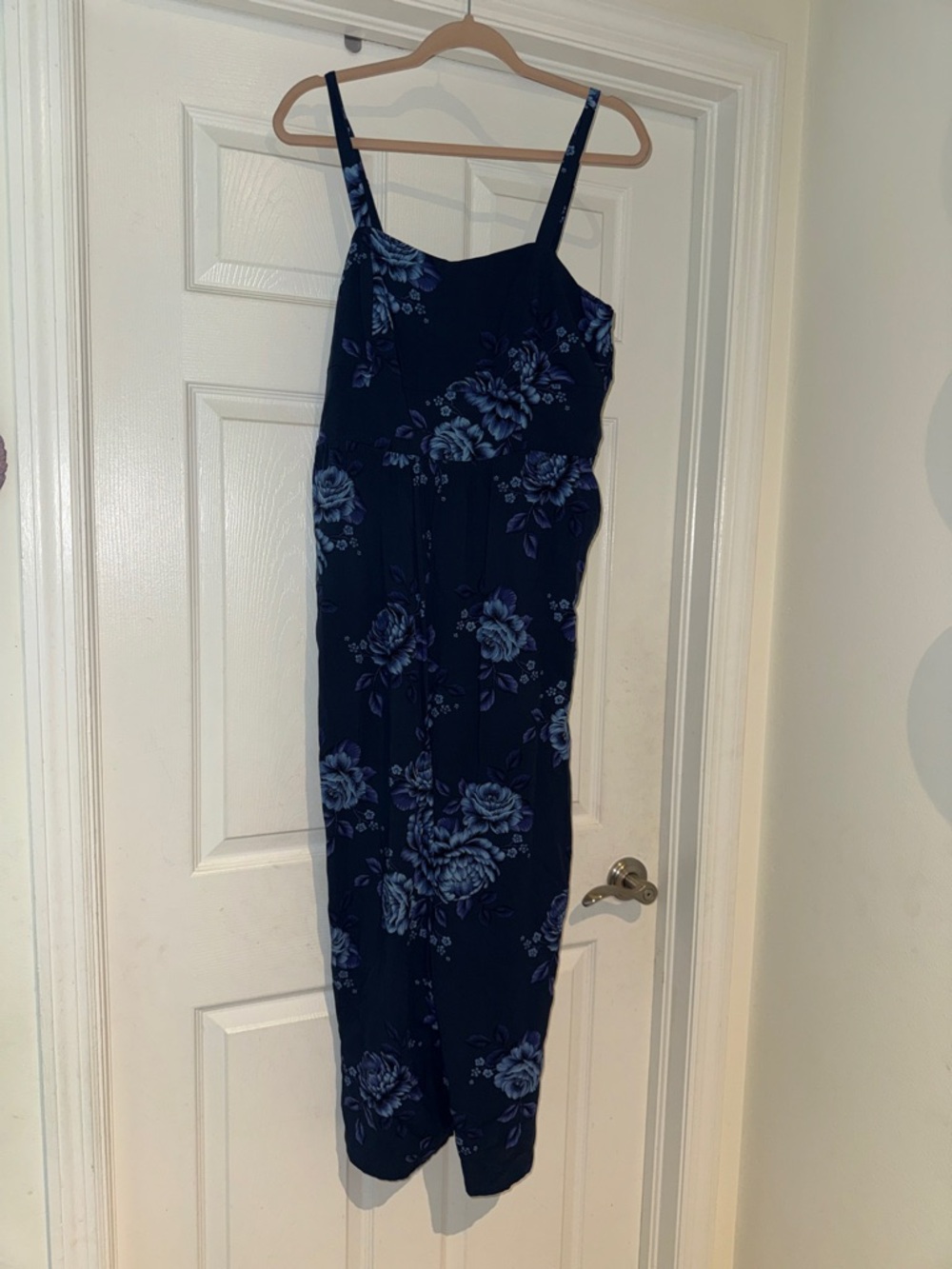 Old Navy Navy Floral Spaghetti-Strap Jumpsuit